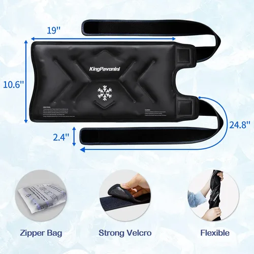 Vista 3 de KingPavonini Paquete de hielo de rodilla XXL que envuelve toda la rodilla después de la cirugía, bolsa de hielo de gel grande reutilizable