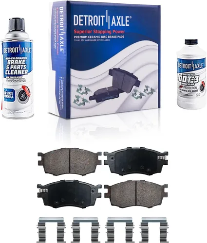 Vista 71 de Detroit Axle - Pastillas de freno para Ford F-150 99-03, 02 Lincoln Blackwood, Pastillas de freno de cerámica delanteras y traseras con repuesto