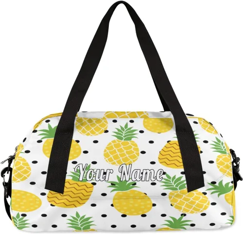 Vista 5 de Bolsa de lona personalizada para niños, patrón de flor de arándano y fresa, bolsa de gimnasio deportiva personalizada para niños y niñas, bolsas