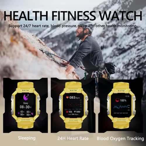 Vista 3 de Reloj inteligente para hombres/mujeres, monitor de fitness táctil HD de 1.92 pulgadas con frecuencia cardíaca 24/7 y monitor de sueño, impermeable