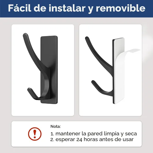 Vista 4 de Ganchos autoadhesivos para colgar: gancho de pared de acero inoxidable resistente para toallas, mochilas, sombreros, baño, recámara, puerta, gancho