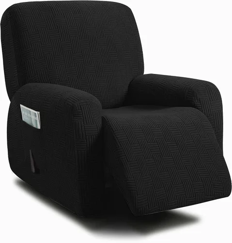 Vista 29 de ULTICOR - Juego de 8 fundas para sofá reclinable de jacquard, fundas elásticas para sofá reclinable para 3 cojines, gruesas, suaves, lavables