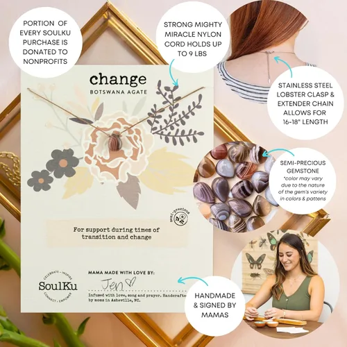Vista 5 de SoulKu Collar hecho a mano, joyería de empoderamiento con cristal curativo, joyería inspiradora para mujeres, regalos para mamá y hermana, extensor