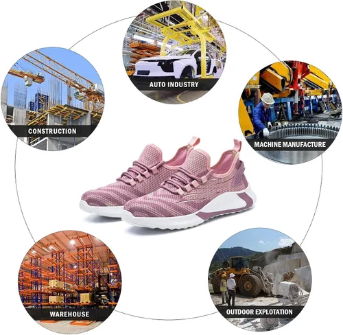 Vista 7 de Tinefiy Steel Toe Shoes for Women Lightweight Safety Shoes Air Cushion Comfortable Slip Resistant Indestructible Womens Puncture Proof Work Sneakers