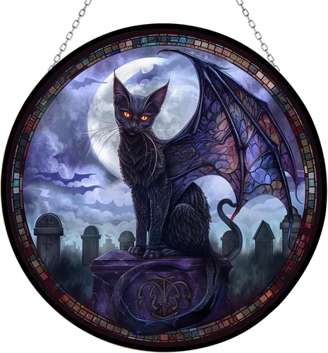 Vista 9 de Anahata - Atrapasoles para colgar en la ventana, diseño de dragón gótico, dragón gótico, adornos de Navidad para amantes de la ficción, decoración