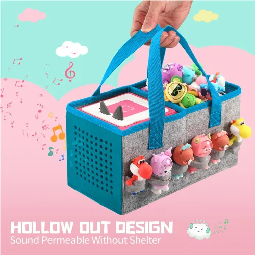 Vista 5 de Estuche de transporte Pisosn para juego de iniciación Toniebox y figuras Tonies, bolsa plegable de tela de fieltro para juguetes musicales de viaje