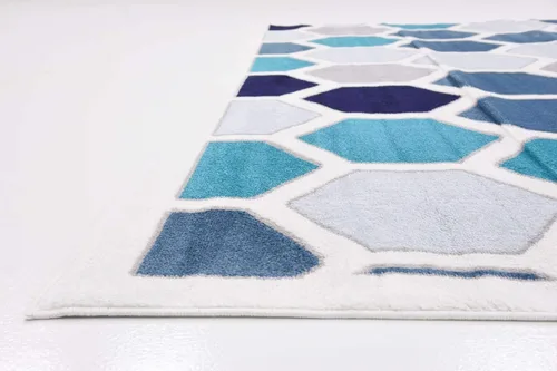 Vista 5 de Unique Loom Metro Collection - Alfombra hexagonal geométrica multicolor abstracta (9 pies x 12 pies, rectangular, marfil y azul)