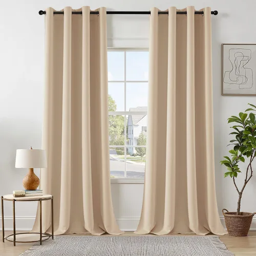 Vista 13 de MIULEE Cortinas opacas para dormitorio o sala de estar, juego de 2 paneles de cortina para ventana con aislamiento térmico y bloqueo de luz