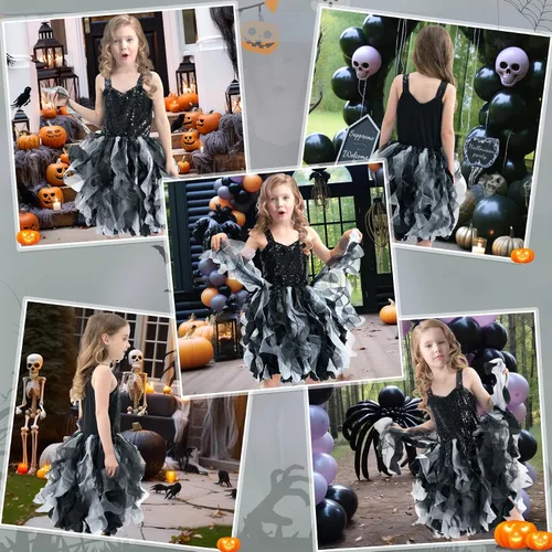 Vista 8 de Suppromo Vestido tutú para niñas pequeñas, fiesta de cumpleaños, vestido de tul con lentejuelas brillantes para niñas pequeñas, concurso