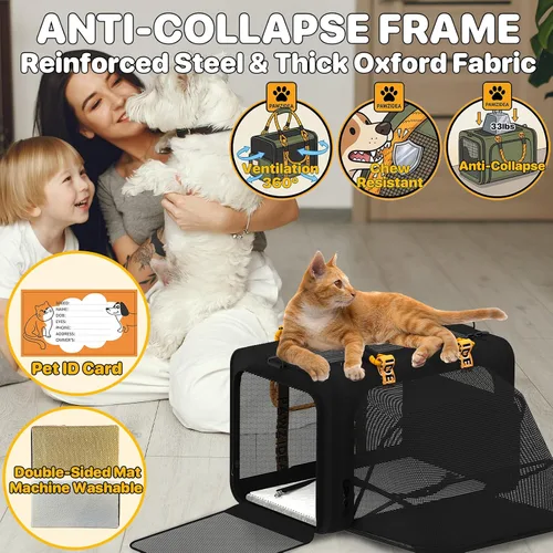 Vista 9 de PAWZIDEA Transportador de mascotas expandible aprobado por aerolíneas, transportador de perros pequeños de 18 x 11 x 11 pulgadas, transportador