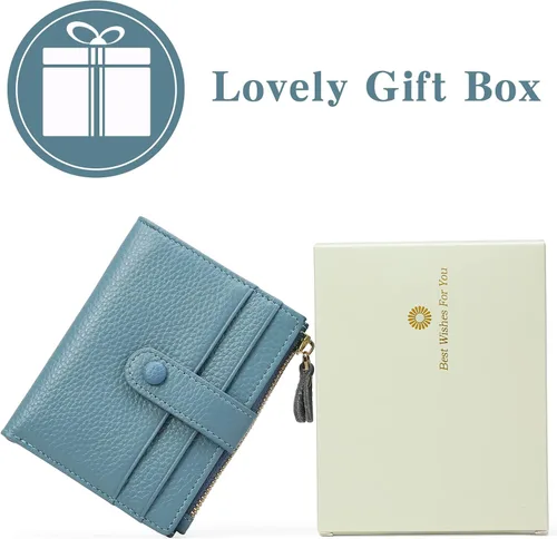 Vista 6 de FALAN MULE Billetera para AirTag para mujer con funda integrada para AirTag, AQH-Azul Gris, Casual