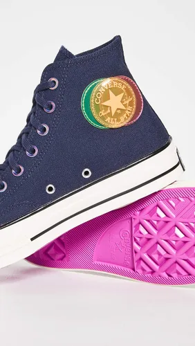Vista 4 de Converse Heart of Shanghai Chuck 70 High Tenis para hombre, color obsidianaverde cítricogarza, azul, talla 10 M de EE. UU, Azul