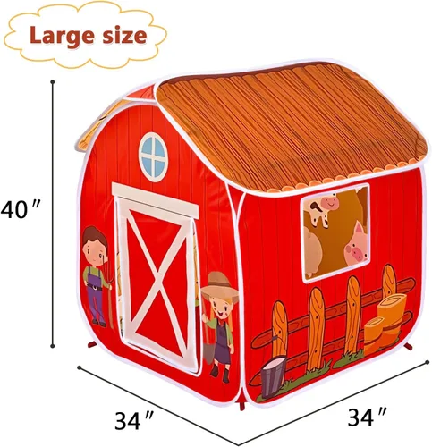 Vista 2 de Tienda de campaña para niños, granero desplegable para niños, casa de juegos portátil plegable para interiores y exteriores para niños y niñas