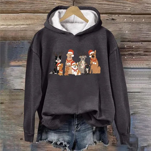 Vista 2 de Sudadera grande 3 para mujer, diseño divertido de Navidad, sudadera con capucha suave estampada para mujer, 8 años