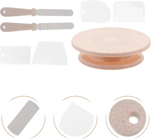 Vista 5 de DOITOOL Tocadiscos giratorios de 11 pulgadas para decorar, el kit de decoración de pasteles 7 en 1 incluye 1 soporte giratorio para pasteles, 2