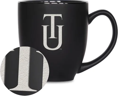 Vista 337 de Rico Industries - Taza de cerámica mate negra con grabado láser estándar de 15oz para NCAA (escuelas T & U) - Para bebidas calientes o frías