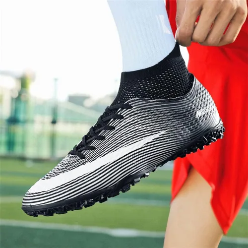 Vista 5 de Botas de fútbol para hombre, ligeras, transpirables, firmes, para exteriores, interiores, escuela, juego, entrenamiento