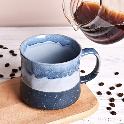 Vista 5 de Bosmarlin Taza de café grande de cerámica, taza de té grande para la oficina y el hogar, 21 onzas, apta para lavavajillas y microondas, 1 unidad Azul