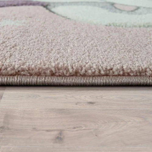 Vista 3 de Paco Home Alfombra infantil para habitación de los niños, unicornio dulce con cielo estrellado, tamaño: 2 pies 8 pulgadas x 4 pies 11 pulgadas, Rosa