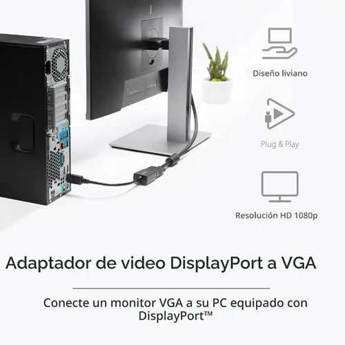 Vista 2 de StarTech Adaptador activo DisplayPort a VGA, 1080p 60Hz, certificado (DP2VGA2)