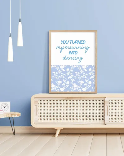 Vista 2 de HesenDot Blue Coquette Bible Verbs You Turned My Mourning into Dancing - Juego de 1 12x16 Inch, You Turned My Mourning into Dancing Blue Canvas