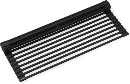 Vista 14 de Kraus Multiusos Escurreplatos Enrollable para Fregadero con Colador y Esterilla en Aqua, KRM-11AQ