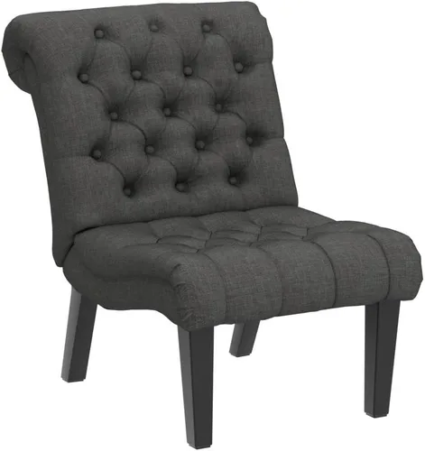 Vista 5 de Alunaune Silla de sala de estar, silla decorativa moderna, tapizada sin brazos, silla de dormitorio, sofá y respaldo de tela, sillón reclinable