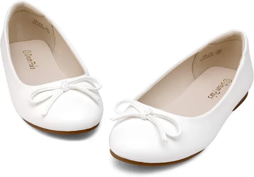 Vista 2 de DREAM PAIRS Zapatos de vestir para niñas, zapatos planos de ballet con lazo de moda