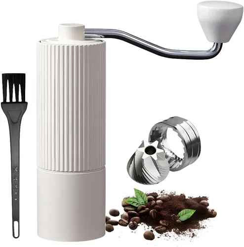Vista 13 de Molinillo de café manual – Fresa de acero inoxidable de 7 estrellas, 36 ajustes de molienda ajustables, manivela plegable, molinillo de café manual