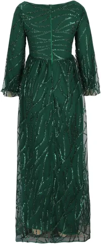 Vista 4 de IEPOFG Vestidos de fiesta de noche para mujer, vestido ajustado con lentejuelas, manga larga, cómodo, sexy, de malla fluida, elegante, vestido
