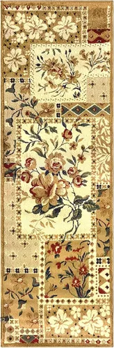 Vista 2 de SUPERIOR Flower Patch Collection Alfombra de pasillo, hermoso diseño de parches florales, altura del pelo de 0.394 in con respaldo de yute, alfombra