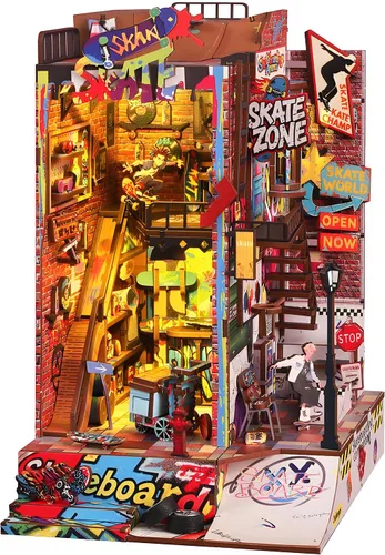 Vista 11 de Kit de rincón de libros, barco pirata, bricolaje, casa de muñecas en miniatura, decoración de estantería de madera 3D para adultos, soporte de casa