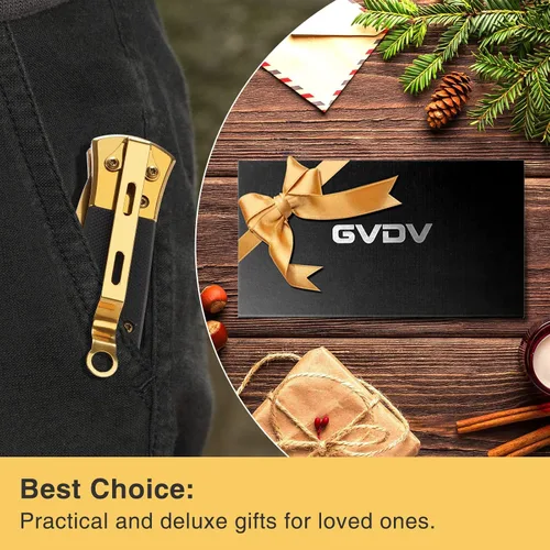 Vista 7 de GVDV - Cuchillo plegable de bolsillo con mango G10, cuchillo EDC de acero inoxidable 7Cr17 con cierre de seguridad, cuchillo para camping, caza
