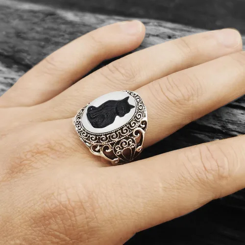 Vista 7 de Vintage Look 10pcs Lot Cat Cameo Anillos para las Mujeres Antiguo Plata Real Plateado Diseño Tamaño Mezclado Personalizado Joyería de Moda, Metal