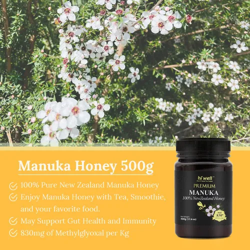 Vista 3 de (Paquete de 2) Hi Well Premium Manuka 100% miel de Nueva Zelanda MGO830+ 500 g (17.6 oz)
