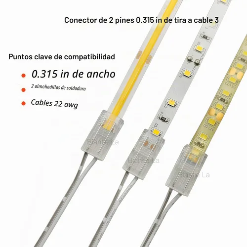 Vista 2 de Conector de Tira a Cable COB de 2 Pines de 8mm, Clips sin Cable, Adaptador sin Soldadura, Terminal de Conexión de Extensión para Tiras de Luces LED
