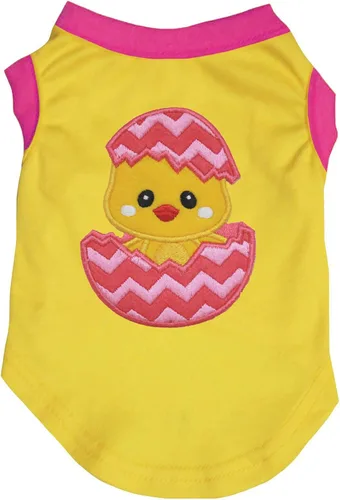 Vista 2 de Petitebella Chick Egg - Camisa para perro (rosa intenso/amarillo, talla XS)