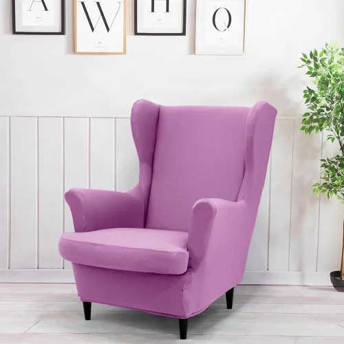 Vista 11 de Morbuy Funda para silla Wingback, 2 piezas, lavable, elástica, con respaldo de ala, fundas para silla con brazos para sala de estar, dormitorio