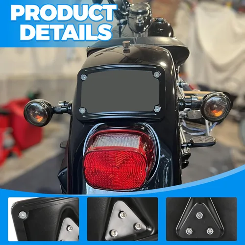 Vista 5 de KUAFU Kit de montaje universal para placa de matrícula curvada compatible con Harley Davidson reemplazo de marco de soporte para 3148 acero negro