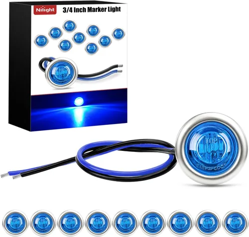 Vista 13 de Nilight Luz de marcador redonda de 3/4 pulgadas, 10 unidades, luz LED ámbar de separación, 2 conectores, indicadores laterales, luces de bala IP68