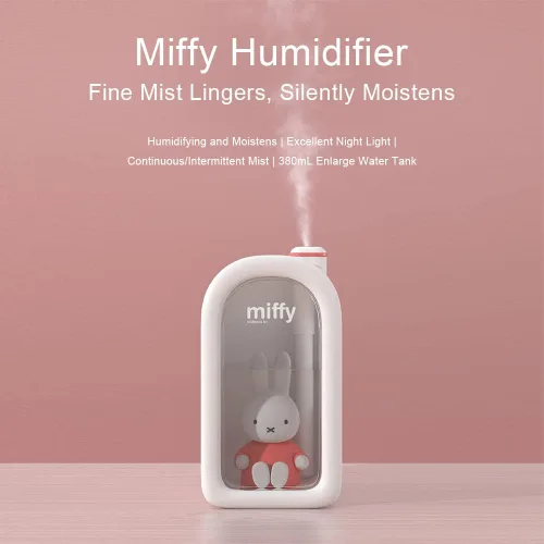 Vista 3 de Mipow X Miffy Humidificador de Neblina Fría - Humidificador Ultrasónico Silencioso, Mini Humidificador Bonito con Luz Nocturna, Humidificador
