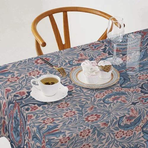Vista 375 de Mantel Floral Retro de Pájaros, Diseño Original Bohemio William Morris Estampado Cubierta de Mesa para Hogar Picnic Fiesta Comedor Cocina William