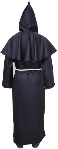 Vista 3 de Monk Robe Costume Renaissance Priest Medieval Costume Hooded Friar Cloak Cosplay Costume Cowl Robe Fancy Dress for Halloween