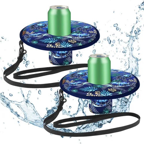 Vista 9 de 2 ranuras de neopreno flotante soporte para bebidas flotadores de bebidas para piscina, piscina, bebida, soporte flotante para cerveza con cuerda