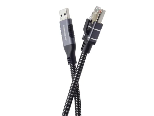 Vista 5 de PremiumCord Cable Ethernet USB a RJ45 10/100/1000 Mbps CAT 6 FTP USB A macho a RJ45 macho USB 3.2 Gen 1 Cable trenzado resistente gris espacial