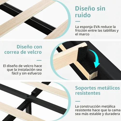 Vista 7 de BarnFurin Marco de Cama Tamaño Full con Cabecera Tapizada y Luces LED, Marco de Cama de Plataforma Full con Almacenamiento, Sin Ruido, No Requiere