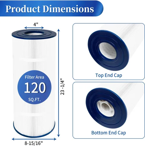 Vista 2 de Filtro de piscina PA120 de repuesto compatible con Hay- Ward C1200, CX1200RE, Unicel C-8412, Filbur FC-1293, apto para Waterway Clearwater II 125