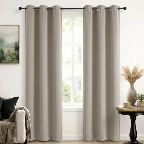 Vista 126 de Simplebrand Cortinas blancas puras de 96 pulgadas de largo para oscurecer la habitación, juego de 2 paneles para dormitorio/sala de estar, bloqueo