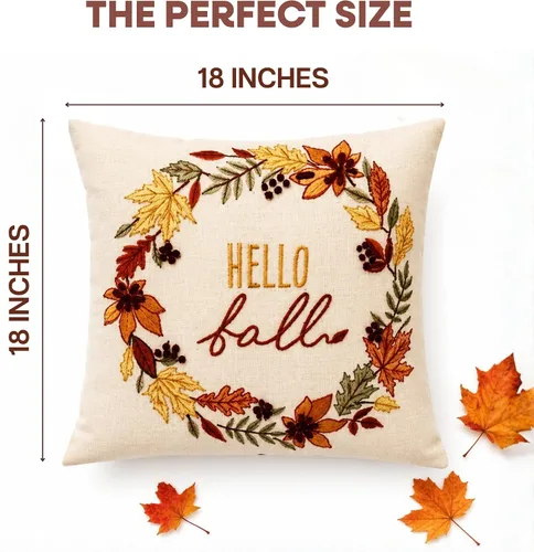 Vista 2 de Folkulture Fall Pillow Covers 18x18, Outdoor Throw Pillows, Autumn Décor
