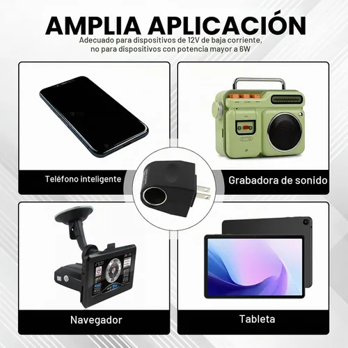 Vista 6 de Convertidor universal de CA a CC, DC 12V 500mA encendedor de cigarrillos de coche a adaptador de toma de corriente, adaptador hembra de CA a CC